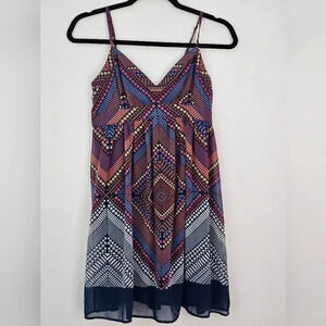 American eagle‎ geometric print lightweight mini dress size 4 blue multicolored